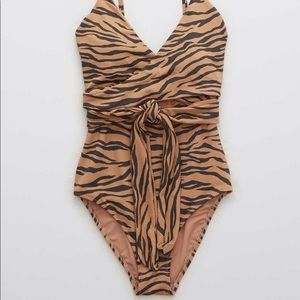 XL Aerie One piece wrap swim suit - animal print